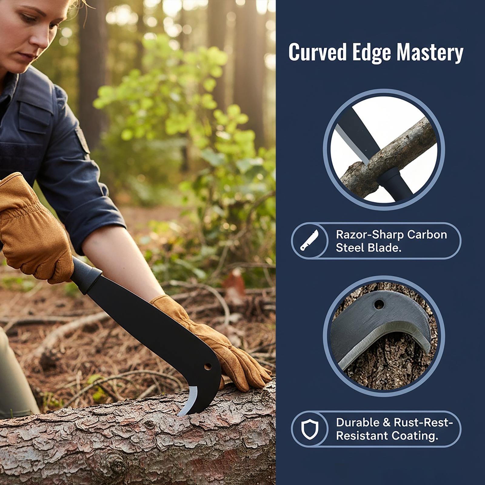 [April Favorite] Weeding Sickle, Curved Machete, Chopper, Brush Clearing Hand Sickle, Garden Tool, Carbon Steel Thickened Blade, Gardening Machete, Yard Work