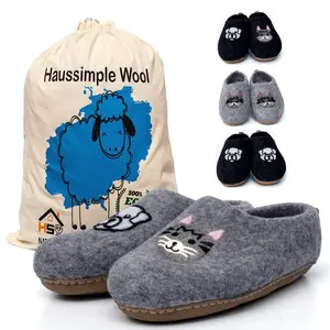 Unisex Indoor Wool Slippers Cat Dog & Panda Print