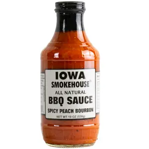 IOWA SMOKEHOUSE BBQ Sauce, Spicy Peach Bourbon - 19 oz - All Natural Sauce