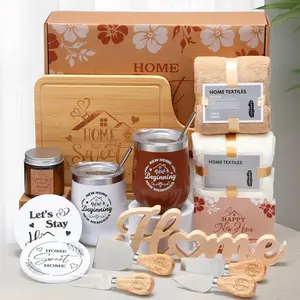 Housewarming Gifts New House -19 Pcs Closing Gifts for Couple Friend Women Men Home Buyers, House Warming Basket for New Houses Apartment Kitchen Presents(Nature,Brown)