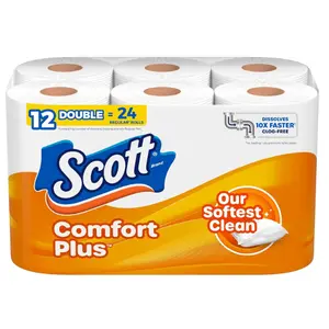 Toilet Paper, 12 Double Rolls, 231 Sheets per Roll, Septic-Safe, 1-Ply Toilet Tissue
