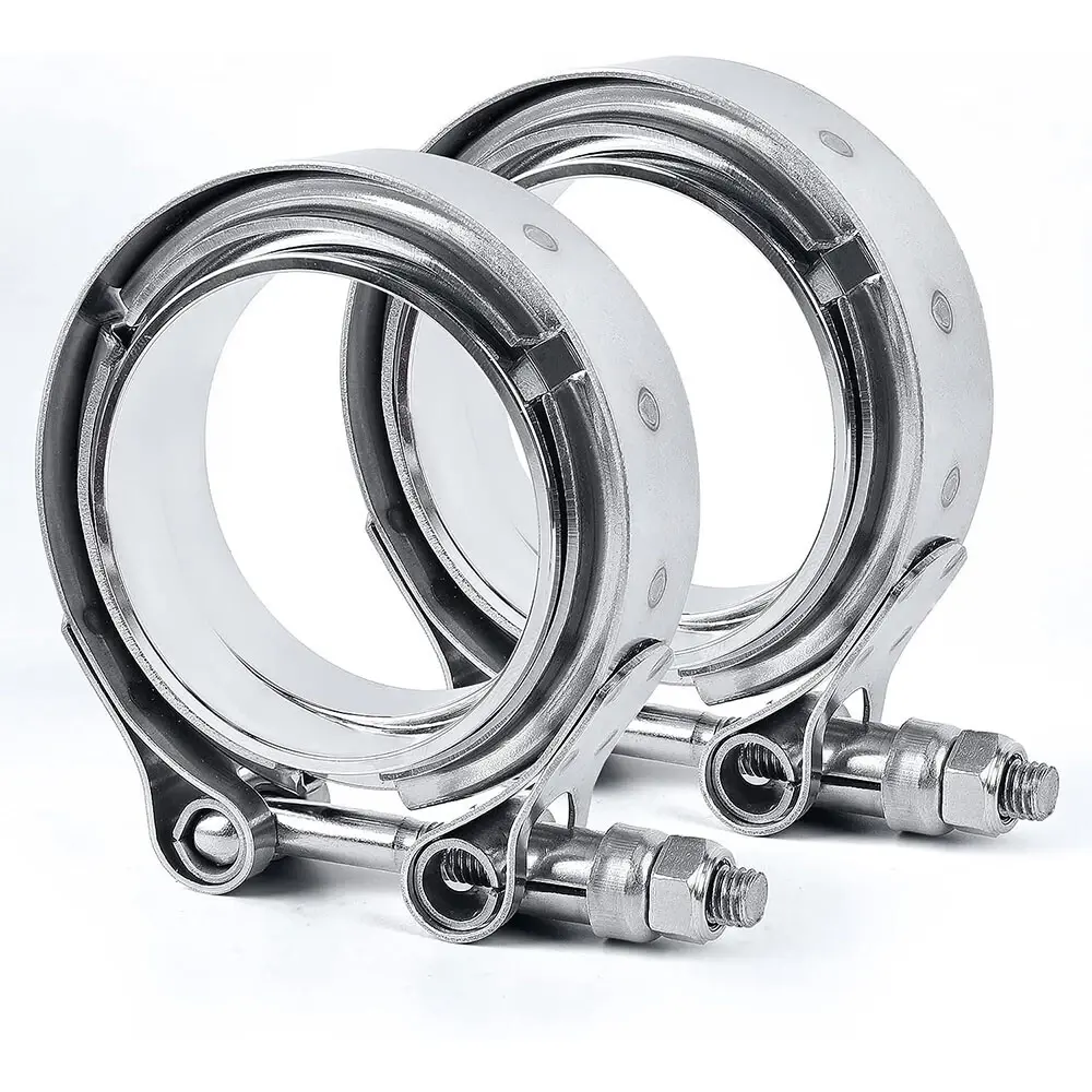 2X exhaust lower pipe 3-inch V-type clamp 3-inch male/female flange kit 304 stainless steel  Exhaust pipe connector in multiple inches  Automotive universal parts