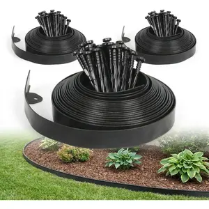 1.5" x 100' Landscape Edging Kit, No Dig Lawn Garden Border with 120 count Spikes, Flexible Edging Border for Mulch Bed Pathway Paver