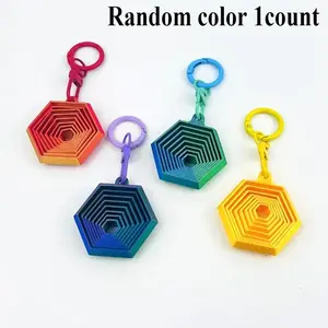 Geometric Hexagon Keychain Charm, Interlocking Design, Vibrant Colors, Durable Plastic, Women's Fashion Accessory, Relaxing Toy