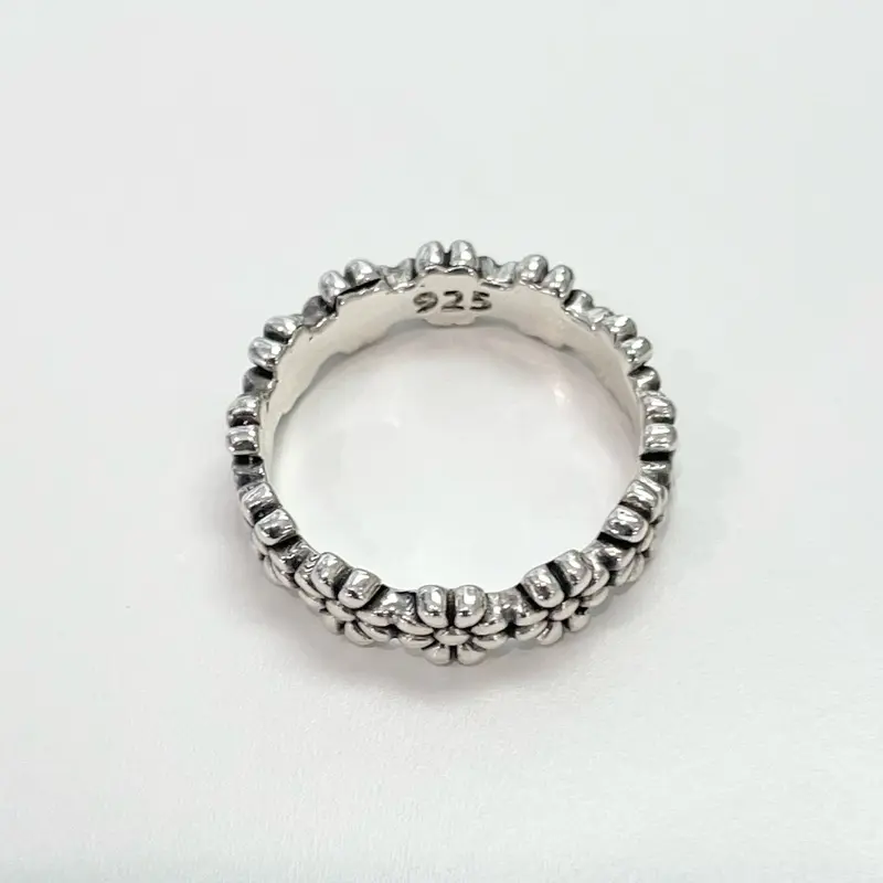 Sterling Silver 925 Small Flower Band Ring