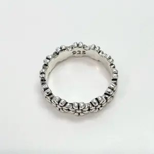 Sterling Silver 925 Small Flower Band Ring