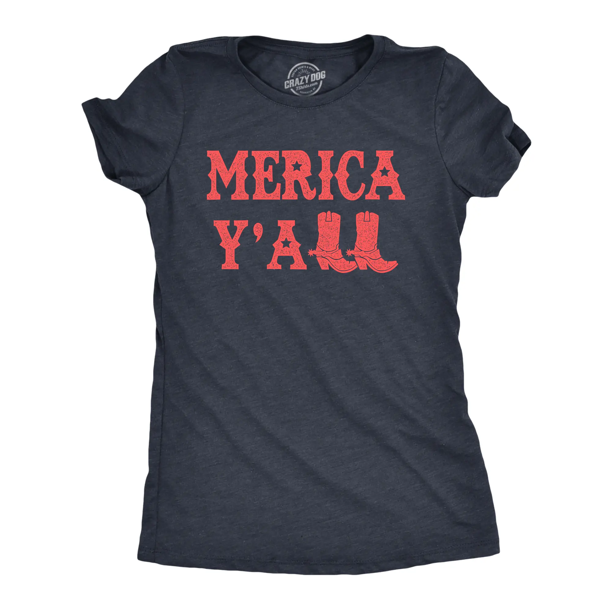 Womens Merica Yall T Shirt Funny Cool Fourth Of July Party Patriotic Cowboy Tee for Ladies Funny Womens T Shirts Cute Vintage Fashion Casual Ladies T-Shirt Gift Patriotic Tops for Women Women's Novelty Tees Navy