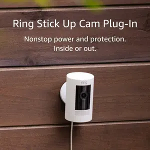Ring Stick up Cam Plug-In | Weather-Resistant Outdoor Camera, Live View, Color Night Vision, Two-Way Talk, Motion Alerts, Works with Alexa | White Ring