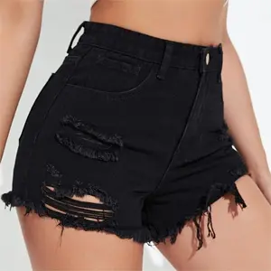 Women's high-waisted ripped denim shorts, casual everyday wear