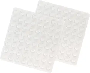 128 Pack Clear Bumper Pads for Glass Table Top Rubber Self Adhesive Cabinet Bumpers Anti Slip Round Bumper for Door Drawers Glass Furniture Cutting Boards Picture Frames Rubber Feet (1/2" in Diameter)