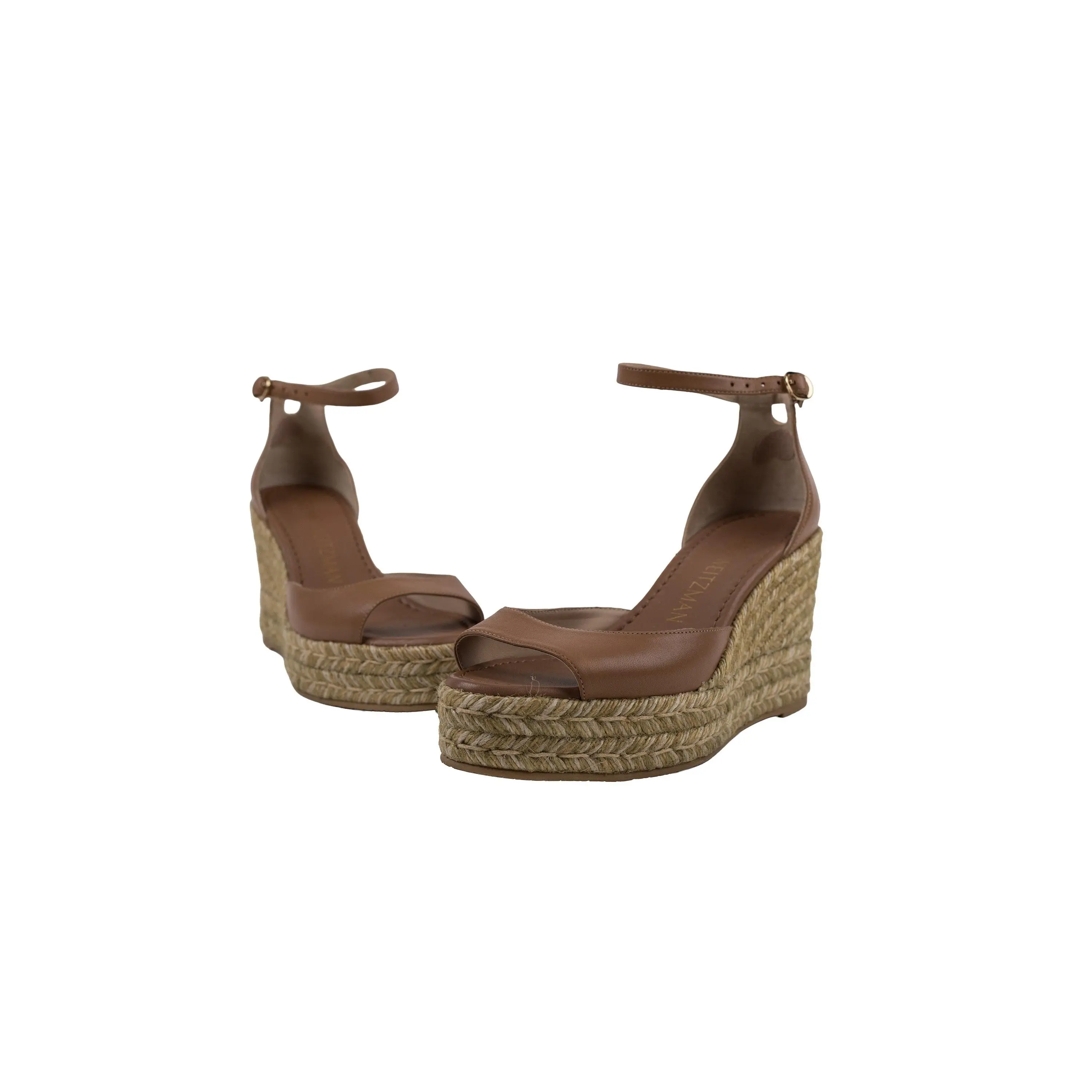 Stuart Weitzman Tan Leather Wedge Espadrilles Size 8