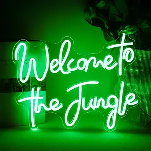 Welcome to Jungle Neon Sign, Personalized Letter LED Wall Hanging Light, USB Powered Decorative Lamp for Home Office Shop Cafe Restaurant Game Room, Led Ambient Light, Decorative Lighting