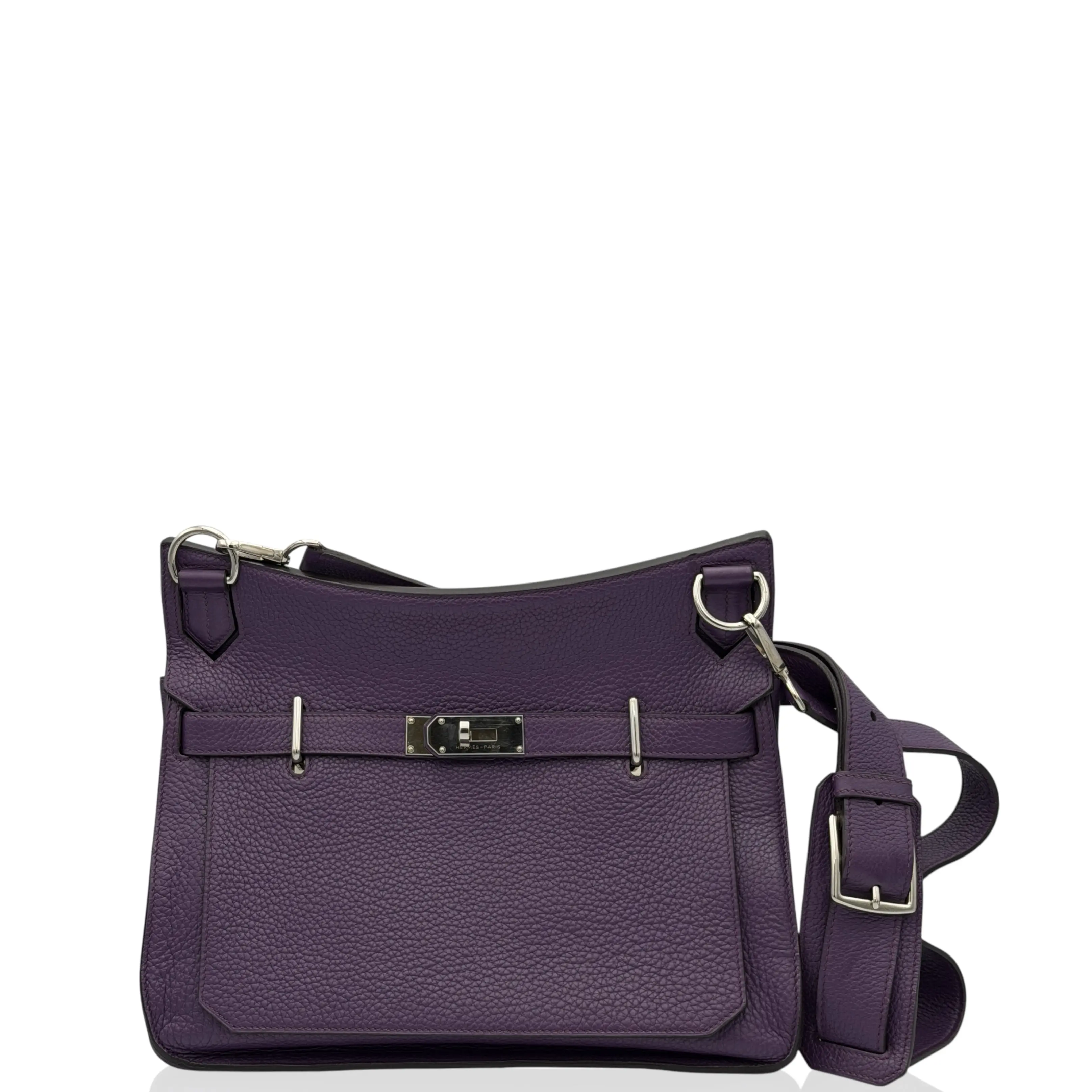 Pre-owned HERMÈS Leather tote bags Hermes Jypsiere 34 Taurillon Clemence P9 Anemone (lb062526b2)