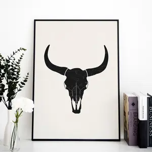 Darrell Cow Skull Print Poster No Frame, Western Wall Art, Southwestern Decor, Cow Art, Cowboy Poster, Skull Art