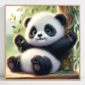 Panda Pattern Diamond Arts Painting Kit without Frame, DIY 5D Diamond Decor Painting Kit, Wall Art Decorations for Gifts