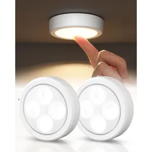 LED Puck Lights, Rechargeable Battery Touch Light, 2.5'' Mini Tap Lights, Wireless Closet Light, Under Cabinet Lighting, 3 Color Temps, Stick On Lights Kitchen,Closet,Pantry(2 Pack)