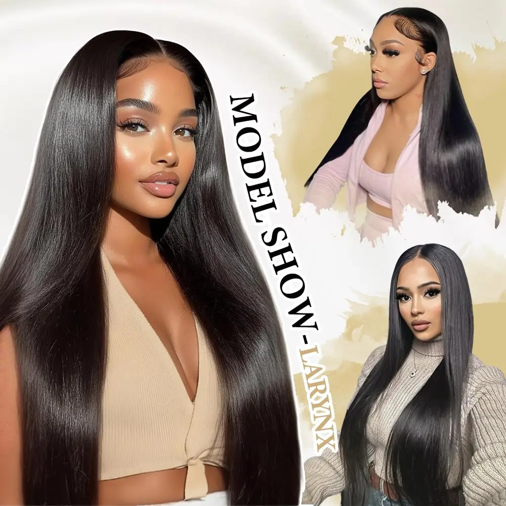 PearlWigHair 7x6 T Part Human Hair Wig Natural Black Straight 200% Density Glueless Pre-Cut Ready Go Wig Beginner Friendly Medium Cap