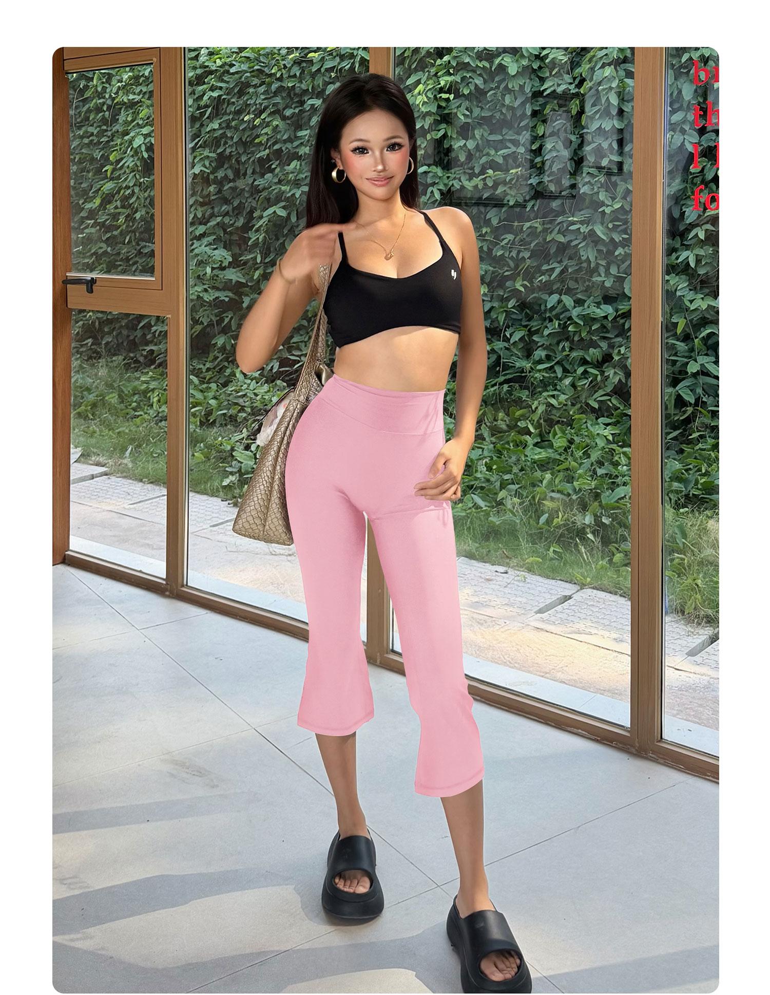 YEOREO Womens Cropped Flare Capri Leggings High Waisted Hidden Scrunch Yoga Pants Buttery Soft Athletic Lounge Pants sohochic