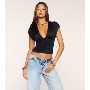 Cafe Run Plunge Neck Crop Top