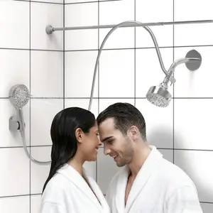 Dual Shower Head with Handheld for Couples: High Pressure Double Shower Heads for Two People - Adjustable Two Showerhead System with 3 Flow Settings Fits 2 Person Bathroom (Chrome)