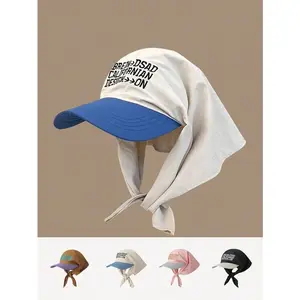 Quick-Dry Patchwork Cap with Letter Embroidery UV Protection Sun Hat for Climbing Cycling Beaches & Daily Use Summer Style