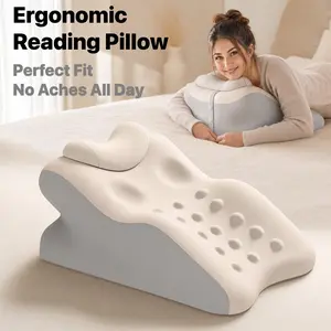 Ergonomic Face-Down Reading Pillow, Cooling Fabric Premium Memory Foam Cushion, Relieve Chest Pressure & Neck Stiffness, Neck & Back Pain Relief Support Pillow, Effectively Release Body Fatigue, Multipurpose for Long Time Phone Scrolling & Daily Relax
