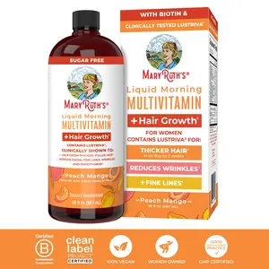 MaryRuth's Liquid Multivitamin + Hair Growth - Clinically Tested Lustriva for Thicker Hair in Women - Improve Facial Wrinkles - Vegan - 30 Fl Oz MaryRuth's Liquid Multivitamin + Hair Growth - Clinically Tested Lustriva for Thicker Hair in Women - Improve Facial Wrinkles - Vegan - 30 Fl Oz