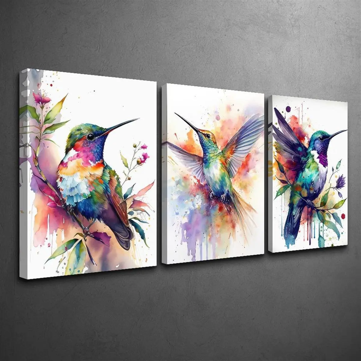 3pcs Canvas Wood Framed Poster Printed Painting, Bird art, watercolor painting, minimalism, cool painting decoration, rustic farmhouse style, Home Room Decor wall art with frame