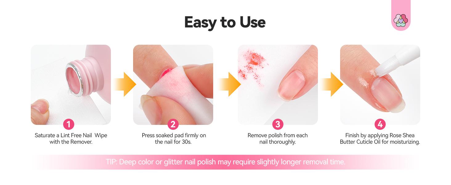 SAVILAND Plant-Based Nail Polish Remover Kit: Non-acetone Formula Shea Butter Rose Cuticle Oil Castor Oil Nourishing Nails Removing All Polish Types