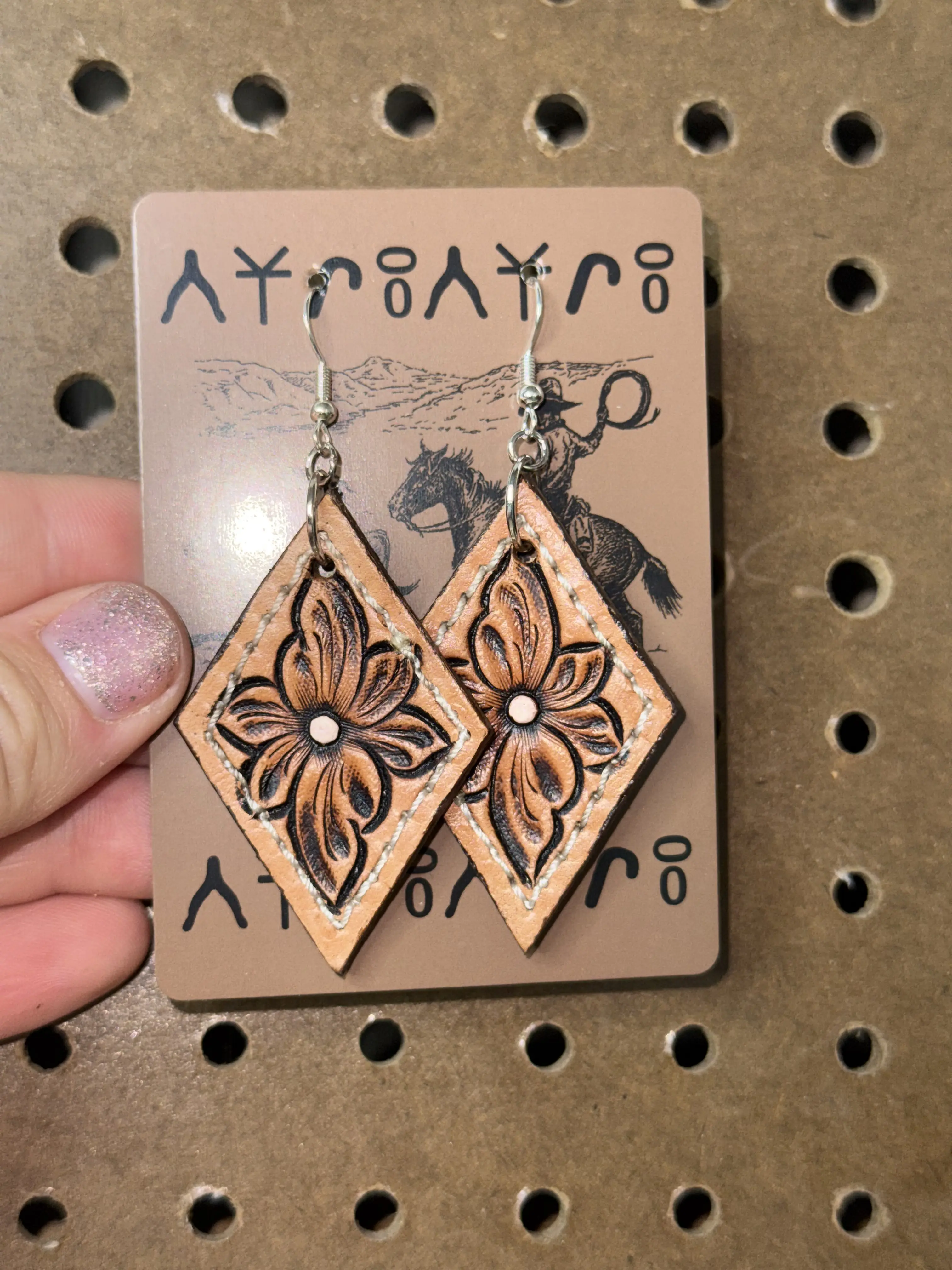 Custom tooled leather earrings