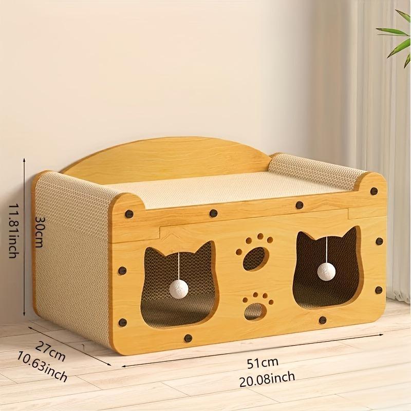 FANJUN-AMTECH 2 in 1 House & Scratch Board, 1 Set Wooden Bed with Scratcher, Durable Double Layer Bed, Pet Furniture for Indoor Spacious cool cat stuff cozy cat bed cat scratcher indoor cat accessories cat toys cat accessories FANJUN-AMTECH 2 in 1 House & Scratch Board, 1 Set Wooden Bed with Scratcher, Durable Double Layer Bed, Pet Furniture for Indoor Spacious cool cat stuff cozy cat bed cat scratcher indoor cat accessories cat toys cat accessories