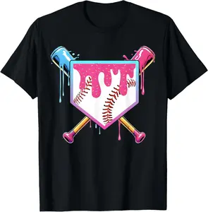 Baseball Drip for Boys Ice Cream Drip Youth Boys Baseball T-Shirt Cotton Fabric