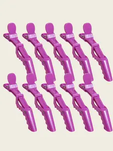 10-Piece Purple Hair Clips, Alligator Hair Clips, Salon Hair Clips for Styling Sectioning, Professional Plastic Alligator Clips with Wide Teeth and Double Hinge Design
