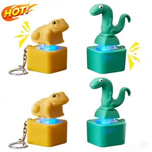 4pcs lizard-shaped  sound-emitting keychains with rechargeable frog-shaped buttons and built-in lights. These small and novel keychain accessories are perfect for your desk or everyday carry.
