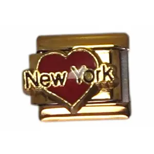 Red Heart I Love New York Gold Italian Charm