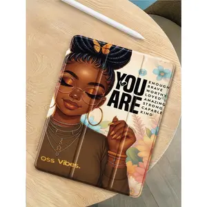 Beautiful Girl Pattern Tri-Fold Flip Stand iPad Case with Pencil Holder, Adjustable Anti-Slip Foldable Stand, Soft Shockproof Cover, Compatible with iPad 10th/11th Gen, A16, 10.2", 11" iPad Pro 2020/2021, 11" iPad Air, iPad 2025 & Samsung Tab S9 FE+ 12.4"