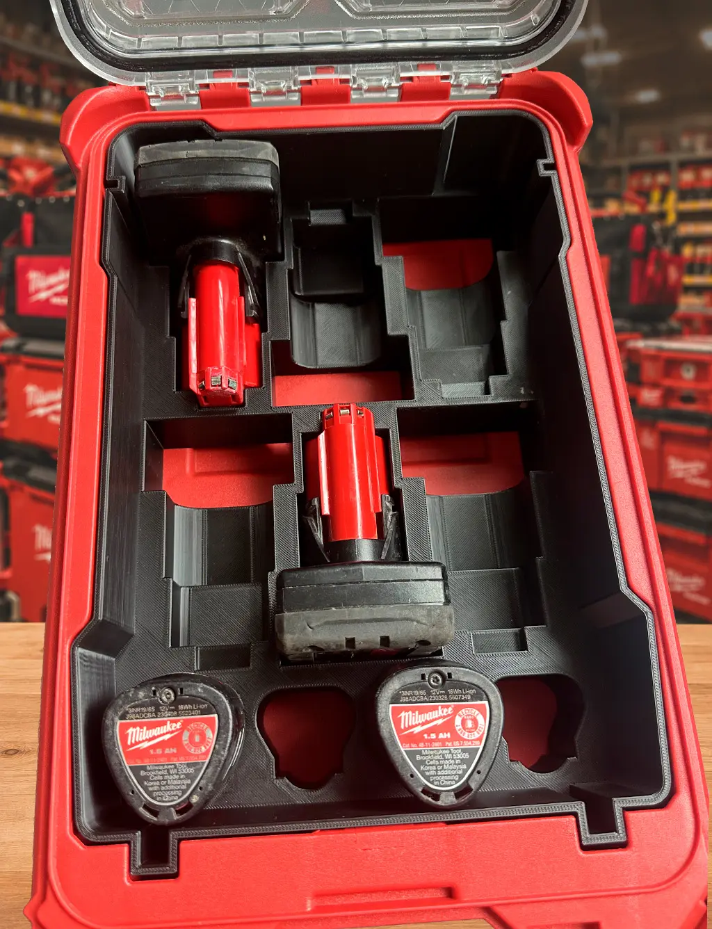 Insert for Milwaukee M12 Battery Organizer | Fits Milwaukee PACKOUT 48-22-8435 | Holds 4 Compact (CP) & 6 XC Batteries | Insert Only
