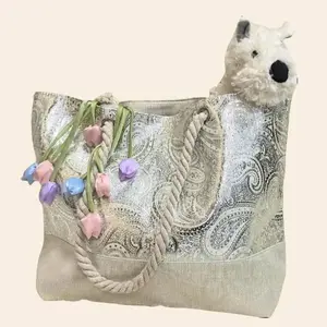 Tota-ally, Silver Foil Leopard Print Tote, deal for Daily Use & Casual Outings, Valentine's Day Lover's Gift Stylish Tote Bag Pastel Tote Bags