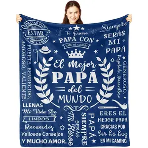 [Father's Gift]El Mejor Papá Del Mundo Spanish Father's Day Flannel Blanket, "Te Quiero Papá" Quote Throw, Best Dad in Spanish, Soft Cozy Fleece Blanket, Birthday/Christmas Gift for Dad,father and son bed,