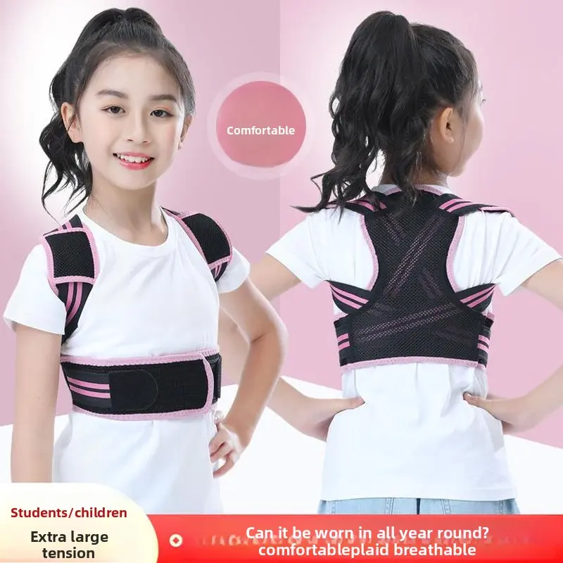 Breathable Children's Back Brace - Adjustable Posture Tool, Anti-Hunchback Hunchback Aligner, Scoliosis Correction, Back Pain Relief for School Adolescent Students, Blue L Size Fits 47.5-70 kg