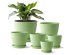Plant Planters with Drainage Holes and Trays Pack of 6 Plants Pots 7.5/6.5/5.5/4.9/4.2/3.5 Inches Flowers Pot