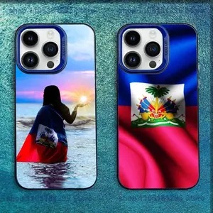 Flag of Haiti Haitian Phone Case Blue Candy Matte Shockproof Cover For iPhone 11-17 Pro Max/Plus & Samsung Galaxy S23-S25