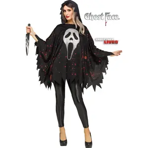Ghost Face Glittering Poncho - Adult Costume
