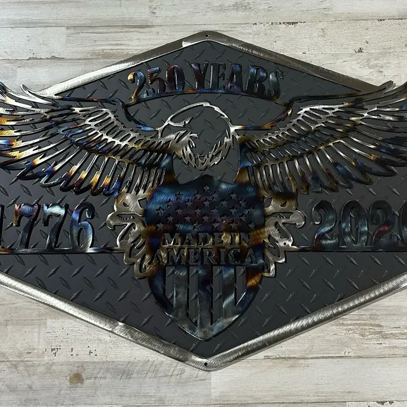 250 Years Made in America Eagle Anniversary Sign 20" x 30" Heavy-Duty Steel Durable Powder Coat Finish for Indoor Outdoor Display