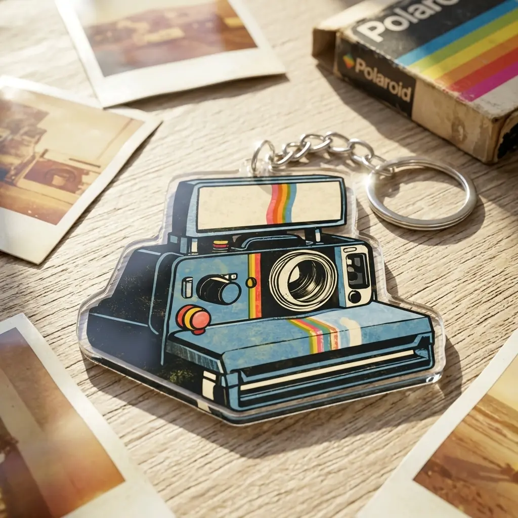 Instant Camera Keychain, Aesthetic Acrylic Charm, Cute Camera Keyring, Gift for Photographer, Vintage Aesthetic Accessories, Car Key Charm