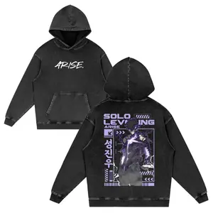 Solo Leveling Hoodie, Washed Anime Hoodie, Shadow Monarch Hoodie, Anime Streetwear, Manhwa Merch, Jinwoo Hoodie, Korean Anime Hoodie, Unisex Pullover Hoodie.
