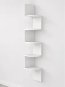 Corner Shelf Wall Mount, 5-Tier Floating Corner Bookshelf, Plant Shelf White