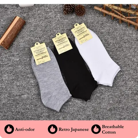 Adults' Unisex Retro Japanese-Style Pure Cotton Fiber Ankle Sports Socks - Soft, Breathable, Lightweight, Antibacterial, Deodorant, Plain Sporty Aesthetic, Comfortable Wear for All Seasons Sportswear, Outdoor Activities