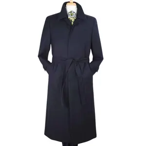 Divine Drapes Collection: Navy Wool Gabardine Duster Coat