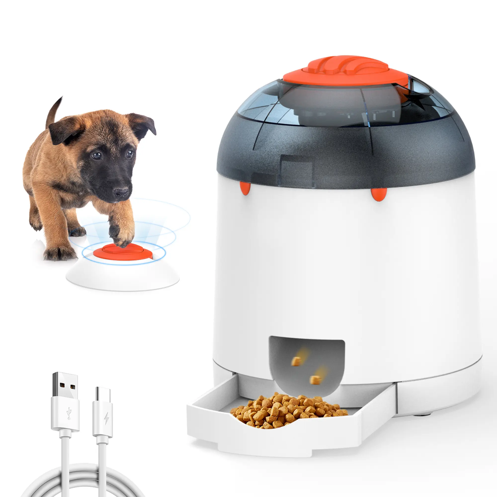 Potaroma 280ml Pet Puzzle Food Feeder - Electronic Interactive IQ Training Toy for Dogs, Rechargeable Automatic Treat Dispenser with Push Remote & Lid for All Breeds, Food Feeders, Feeders With Lid